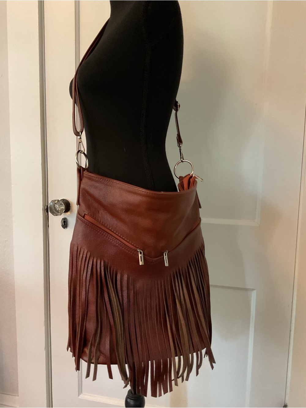 100% leather fringe Boho bag